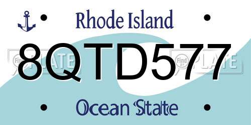 8QTD577 Rhode Island License Plate