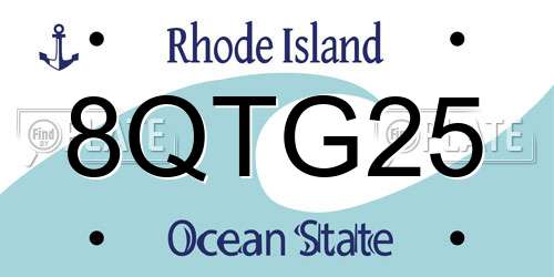 8QTG25 Rhode Island License Plate