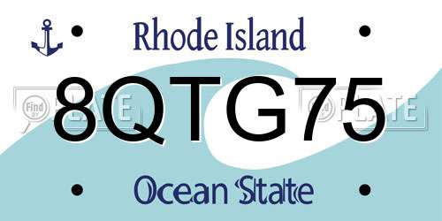 8QTG75 Rhode Island License Plate