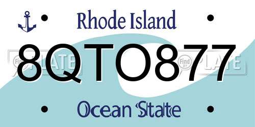 8QTO877 Rhode Island License Plate