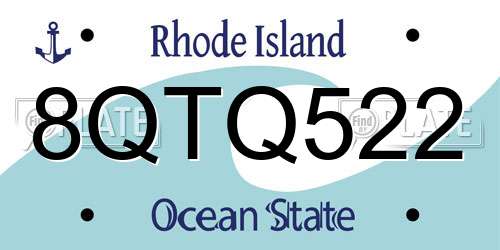 8QTQ522 Rhode Island License Plate