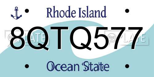 8QTQ577 Rhode Island License Plate