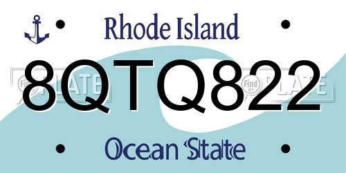 8QTQ822 Rhode Island License Plate