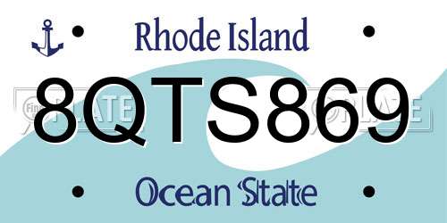 8QTS869 Rhode Island License Plate