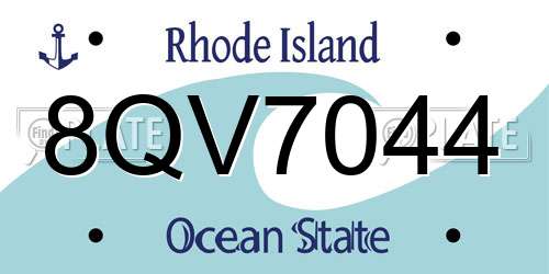 8QV7044 Rhode Island License Plate