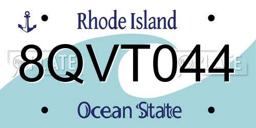 8QVT044 Rhode Island License Plate
