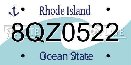 8QZ0522 Rhode Island License Plate