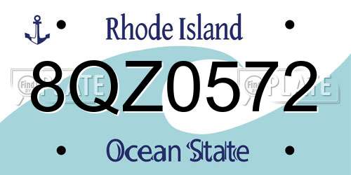 8QZ0572 Rhode Island License Plate