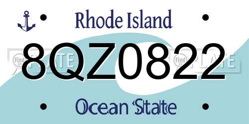 8QZ0822 Rhode Island License Plate