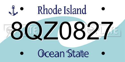 8QZ0827 Rhode Island License Plate