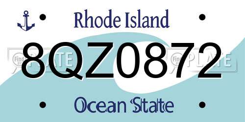 8QZ0872 Rhode Island License Plate