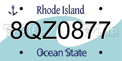 8QZ0877 Rhode Island License Plate