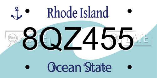 8QZ455 Rhode Island License Plate