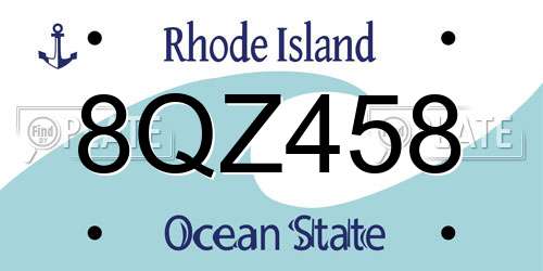 8QZ458 Rhode Island License Plate