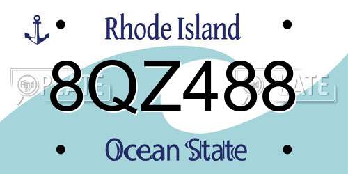 8QZ488 Rhode Island License Plate