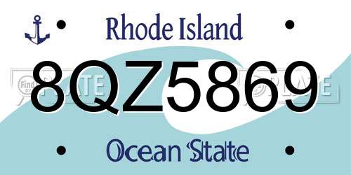 8QZ5869 Rhode Island License Plate