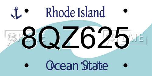8QZ625 Rhode Island License Plate