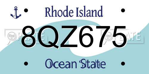 8QZ675 Rhode Island License Plate