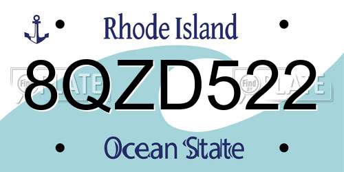 8QZD522 Rhode Island License Plate