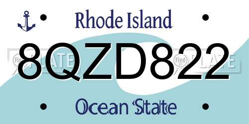 8QZD822 Rhode Island License Plate