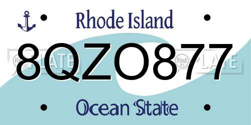 8QZO877 Rhode Island License Plate