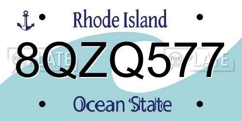 8QZQ577 Rhode Island License Plate