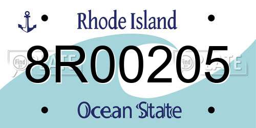 8R00205 Rhode Island License Plate