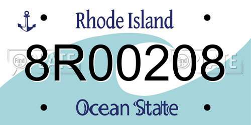8R00208 Rhode Island License Plate