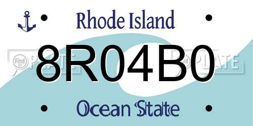 8R04B0 Rhode Island License Plate