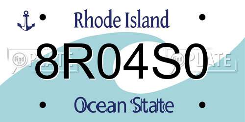 8R04S0 Rhode Island License Plate