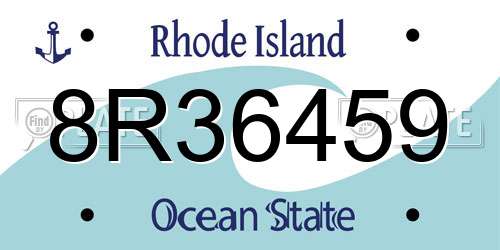 8R36459 Rhode Island License Plate