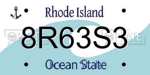 8R63S3 Rhode Island License Plate