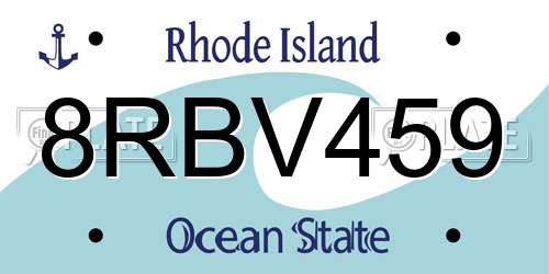 8RBV459 Rhode Island License Plate