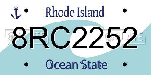 8RC2252 Rhode Island License Plate