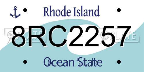 8RC2257 Rhode Island License Plate