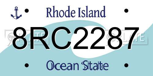8RC2287 Rhode Island License Plate
