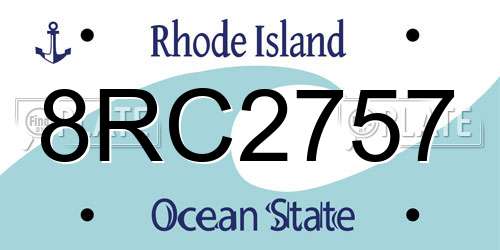 8RC2757 Rhode Island License Plate