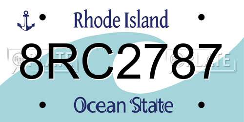 8RC2787 Rhode Island License Plate