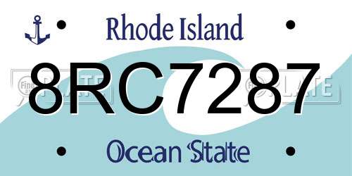 8RC7287 Rhode Island License Plate