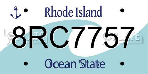 8RC7757 Rhode Island License Plate