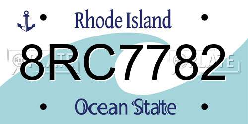 8RC7782 Rhode Island License Plate