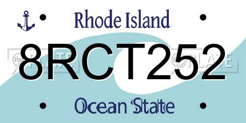 8RCT252 Rhode Island License Plate