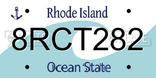 8RCT282 Rhode Island License Plate