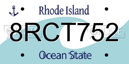 8RCT752 Rhode Island License Plate