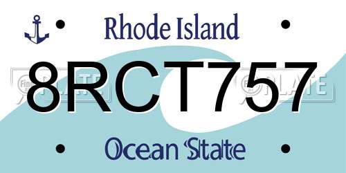 8RCT757 Rhode Island License Plate