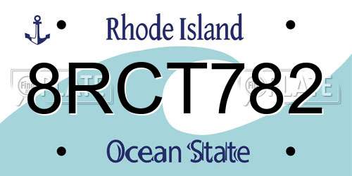 8RCT782 Rhode Island License Plate