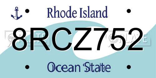8RCZ752 Rhode Island License Plate