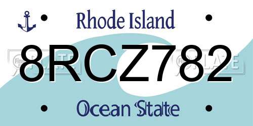 8RCZ782 Rhode Island License Plate