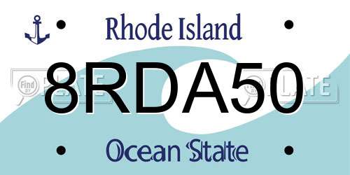 8RDA50 Rhode Island License Plate