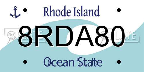 8RDA80 Rhode Island License Plate